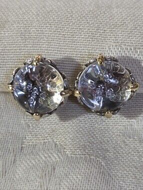 John Hardy Batu Lens Earrings with Rock Crystal and Diamonds, SS & 18k